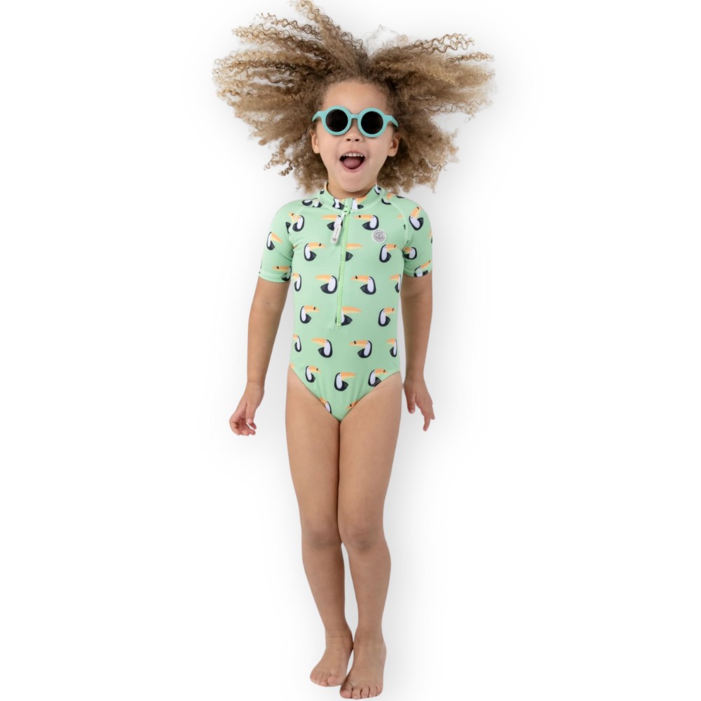 Badawii Beachwear - Girl's Short Sleeves UV Swimsuit - Light Green