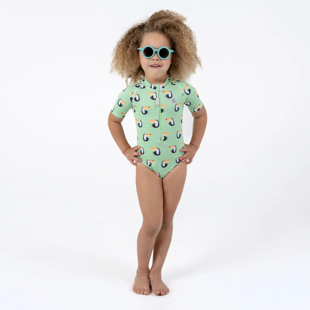 Badawii Beachwear - Girl's Short Sleeves UV Swimsuit - Light Green