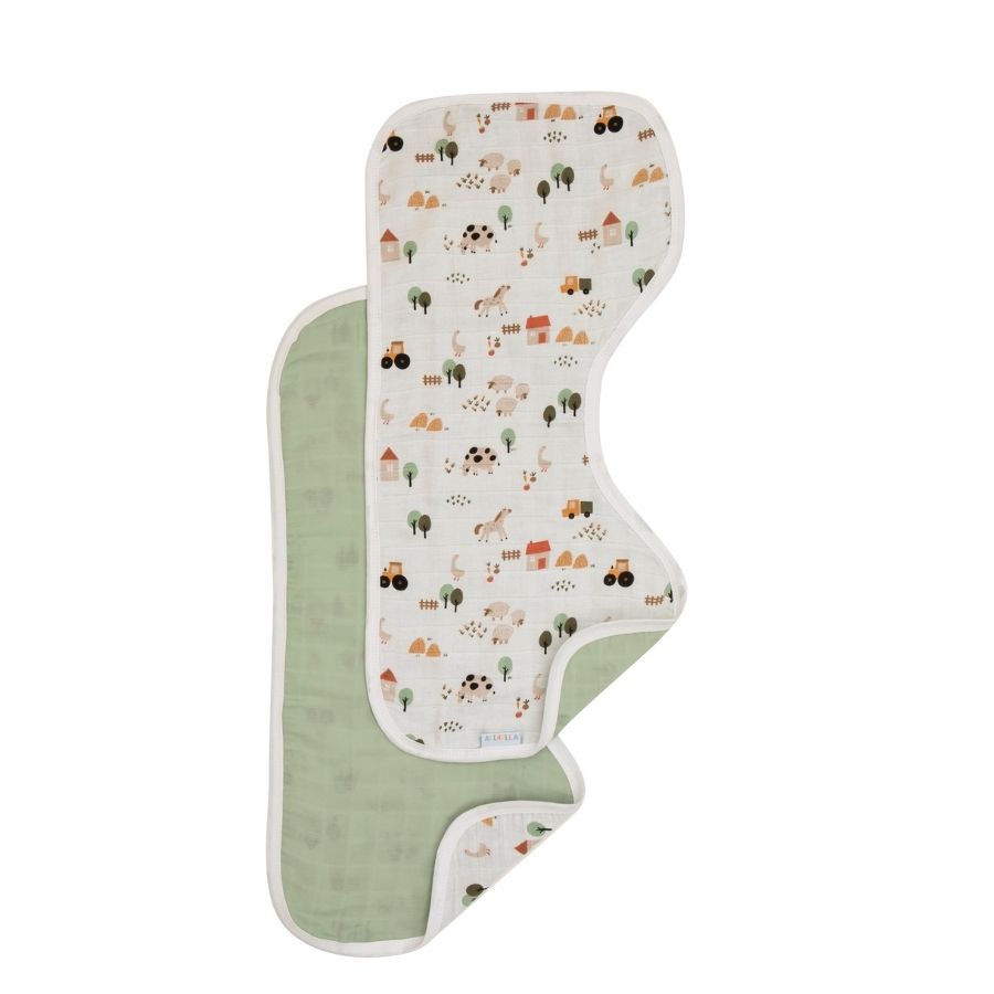 All4Ella - Reversible Burp Cloth - Country Farm - 2 Pcs