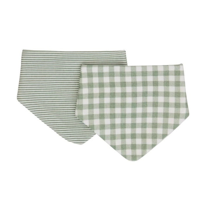 All4Ella - Reversible Bandana Bibs - Gingham Sage - 2 Pcs