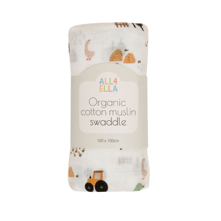 All4ella - Muslin Swaddle - Country Farm