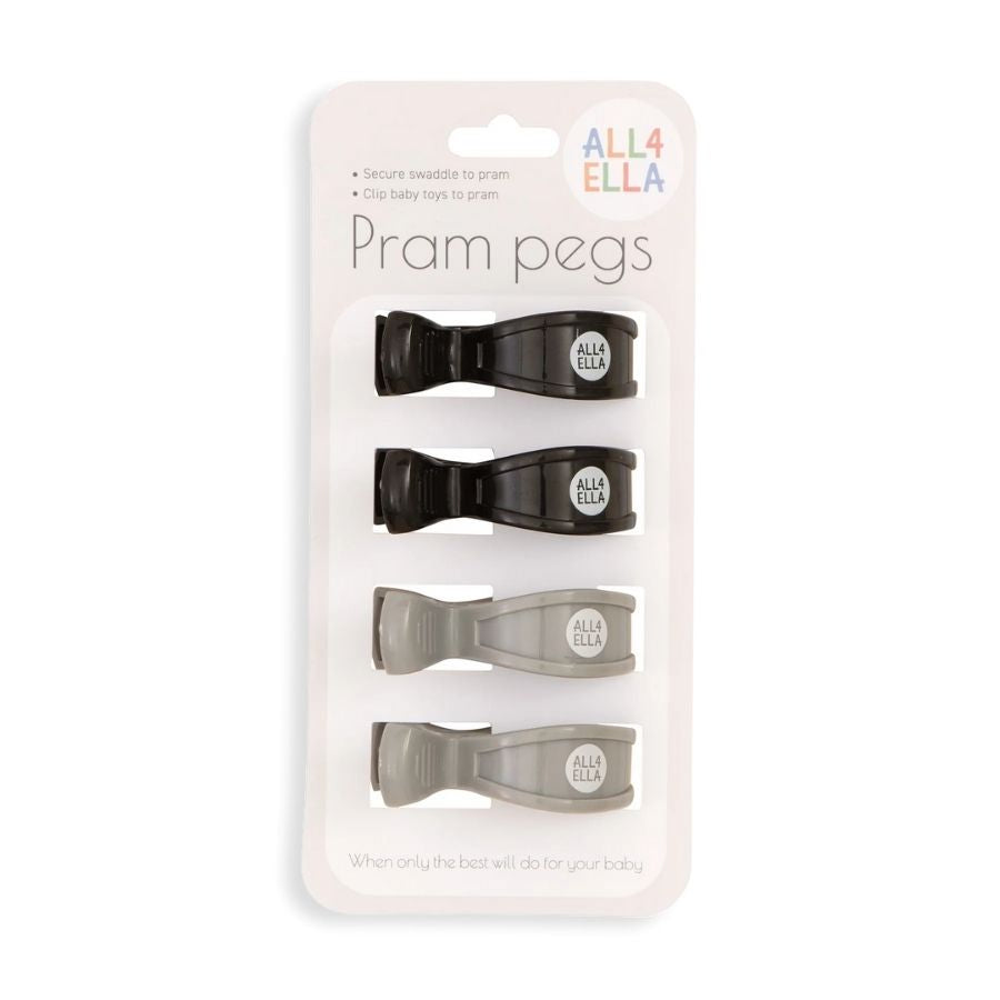 All4Ella - Pram Pegs Only - Grey/Black - 4 Pcs