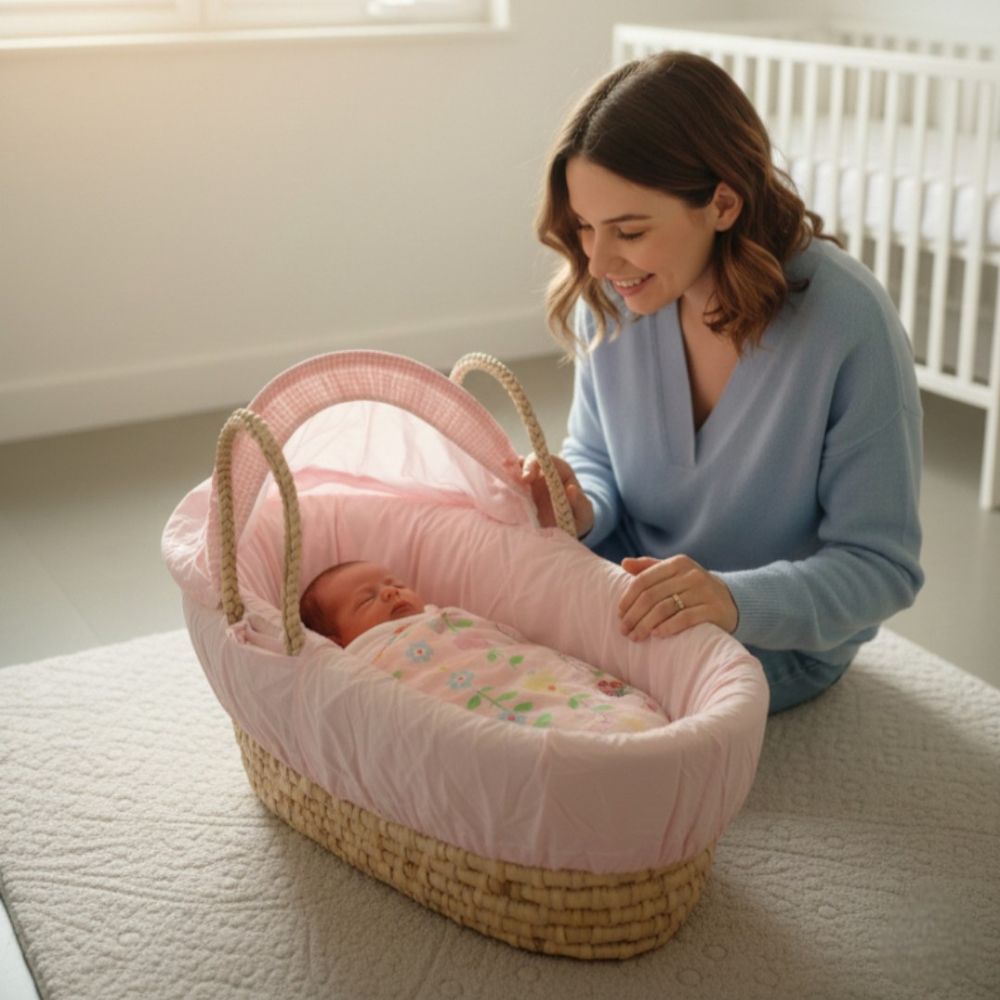 Kinder Valley - Pink Floral Moses Basket