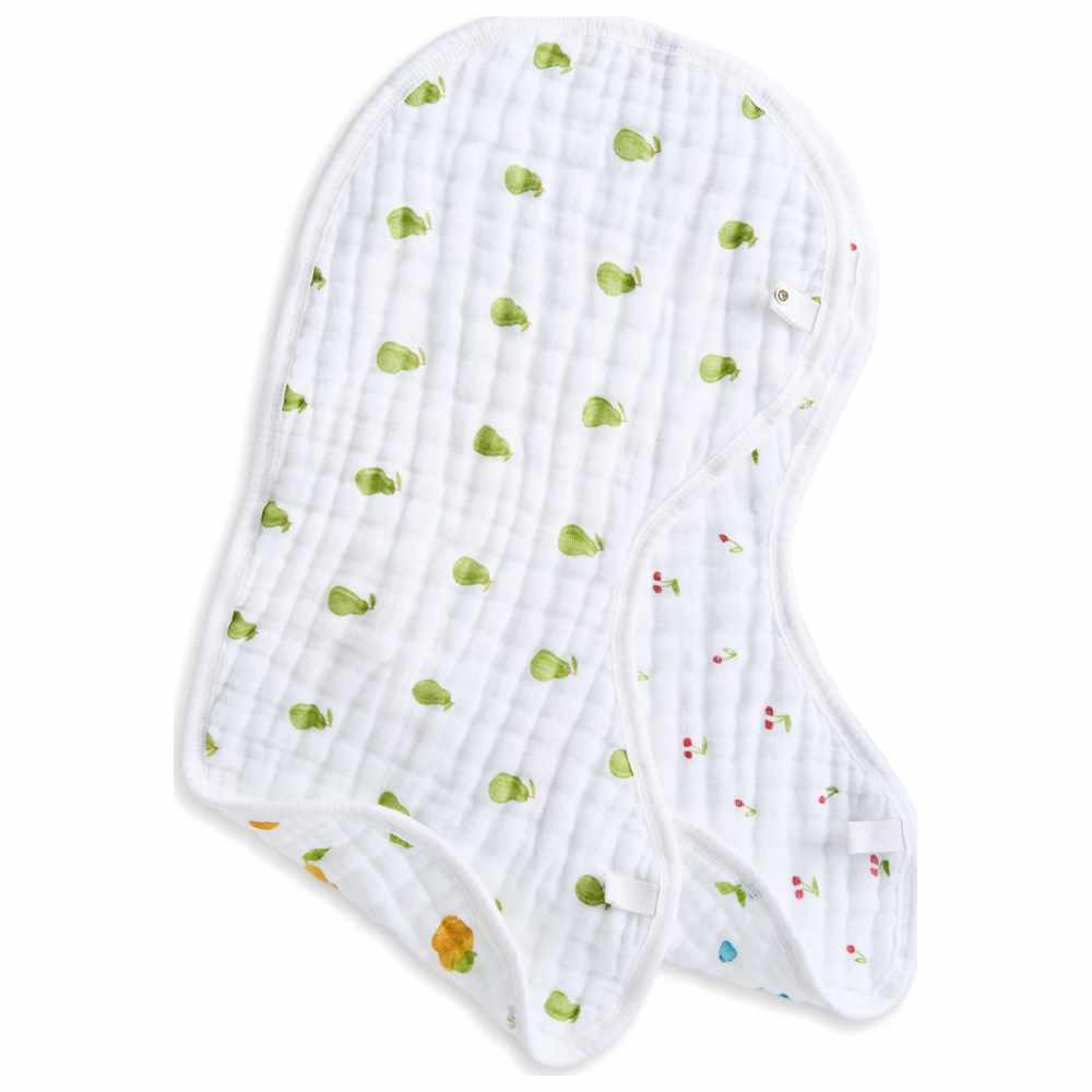 Aden + Anais - Organic Cotton Muslin Burpy Bibs - Fresh Fruit - 2 Pcs