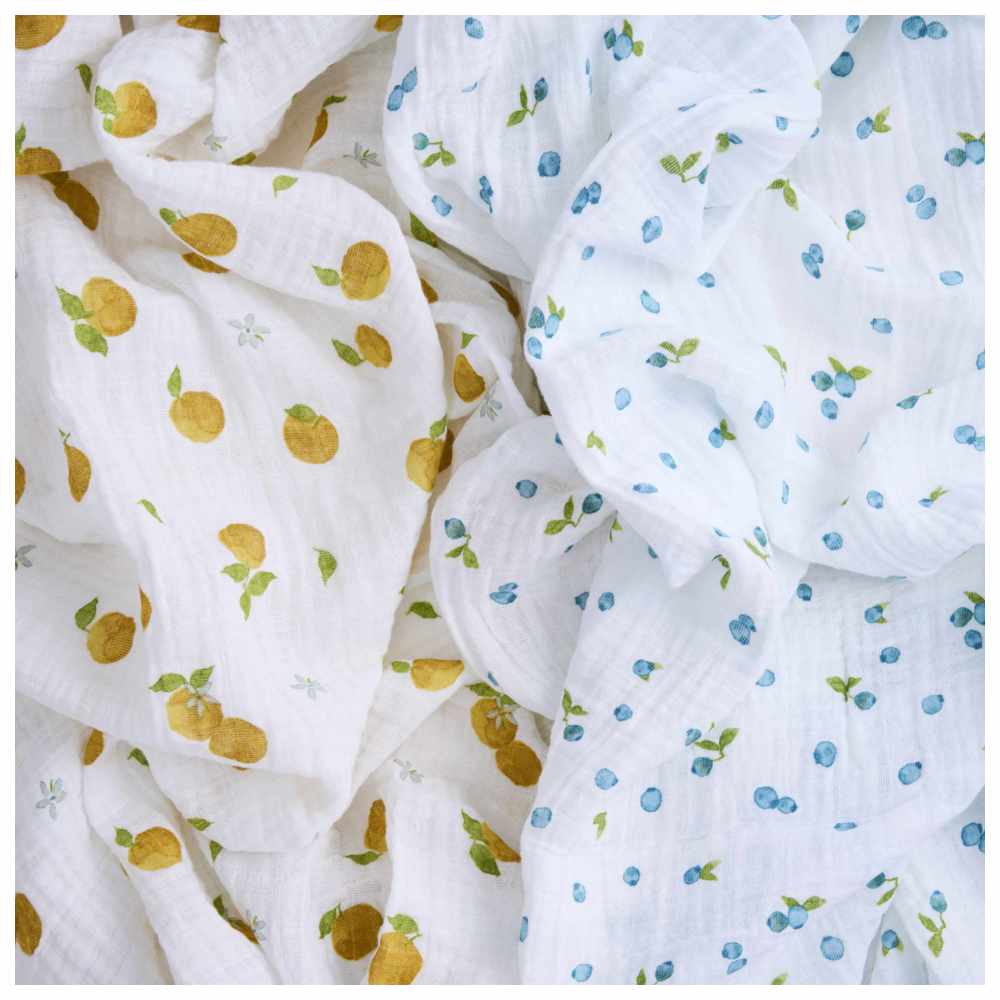 Aden + Anais - Organic Cotton Muslin Swaddles - Fresh Fruit - 2 Pcs - Large