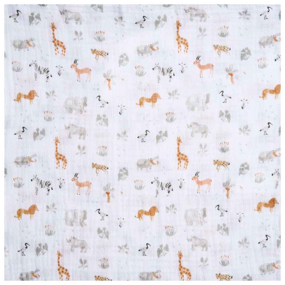 Aden + Anais - Essentials Cotton Muslin Swaddle Blanket - Giraffe Safari - Pack of 2