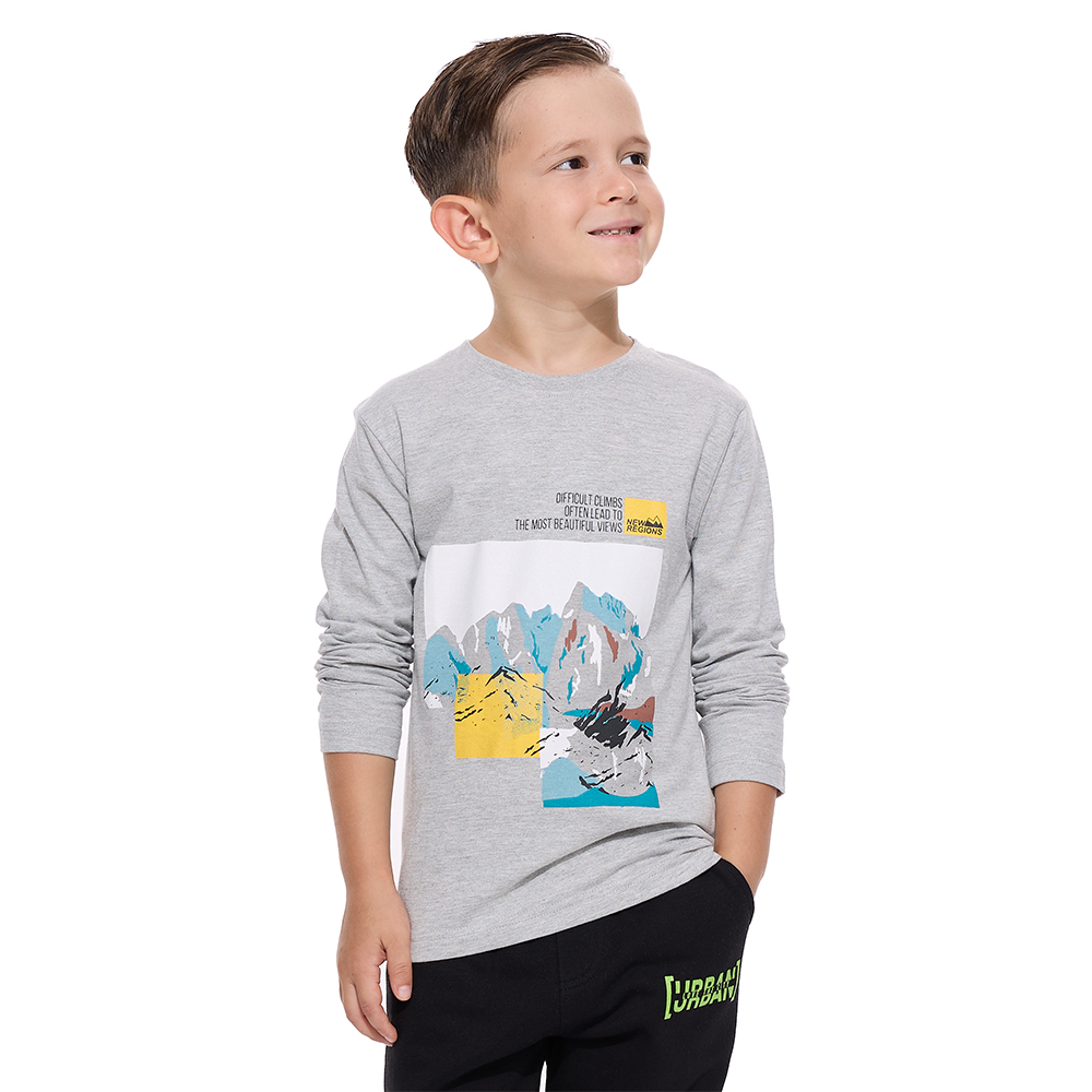 Victor And Jane - Boys' Long Sleeve Tee - Light Grey