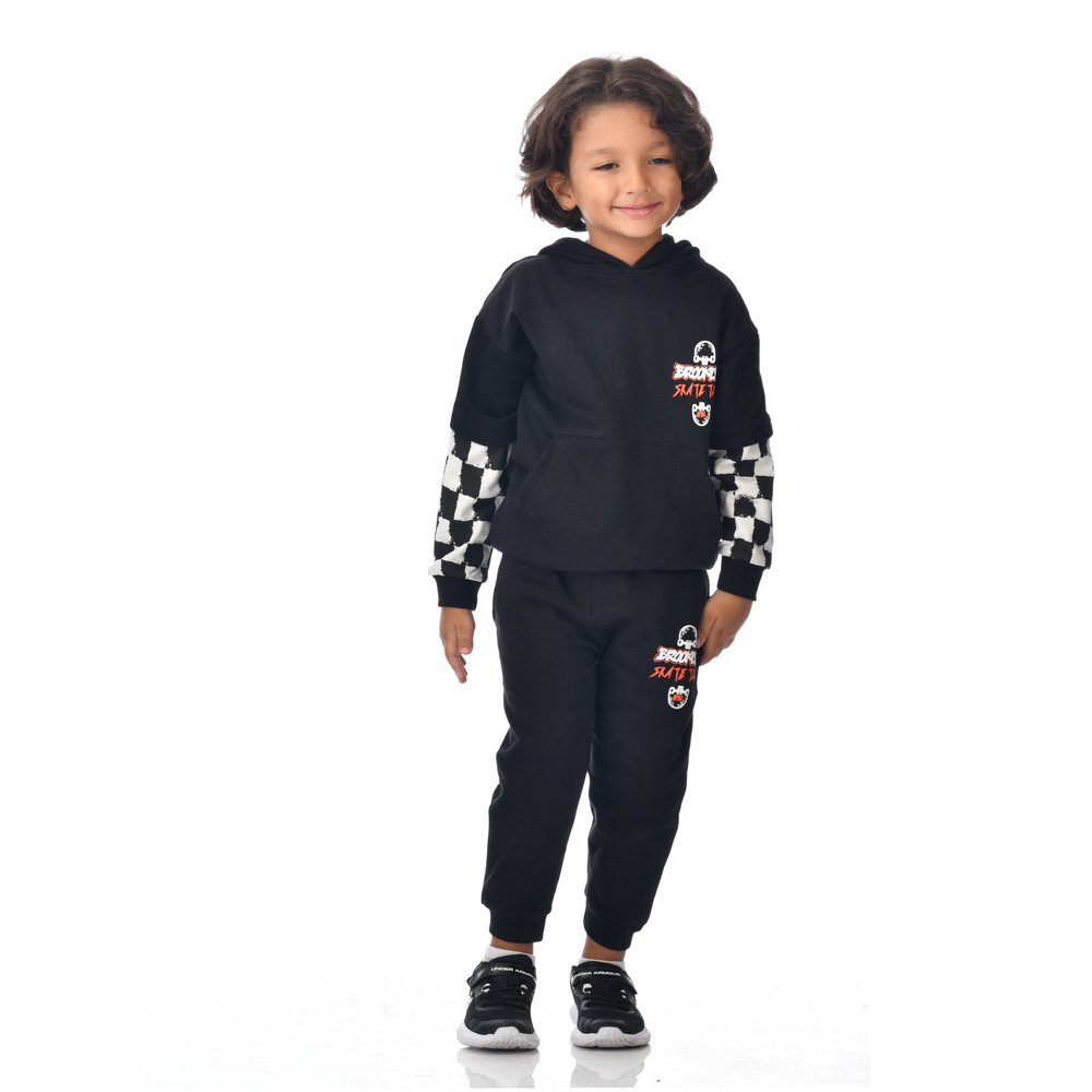 Victor and Jane - 2pc-Set - Boys' Hoodie And Joggers - Black