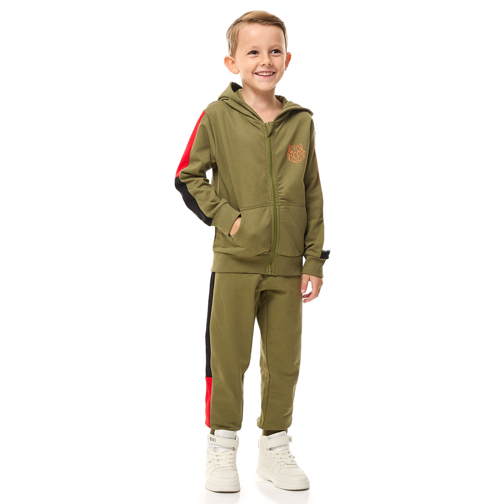 Victor and Jane - Boys' Fullzipper Hoodie & Jogger 2-Piece Set - Olive