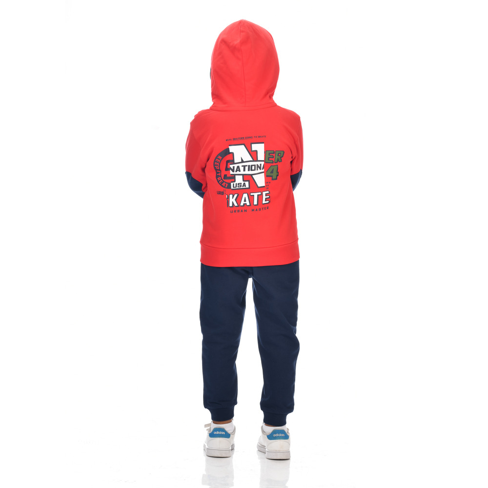 Victor and Jane - 2pc-Set - Full Zipper Hoodie And Joggers - Red/Navy