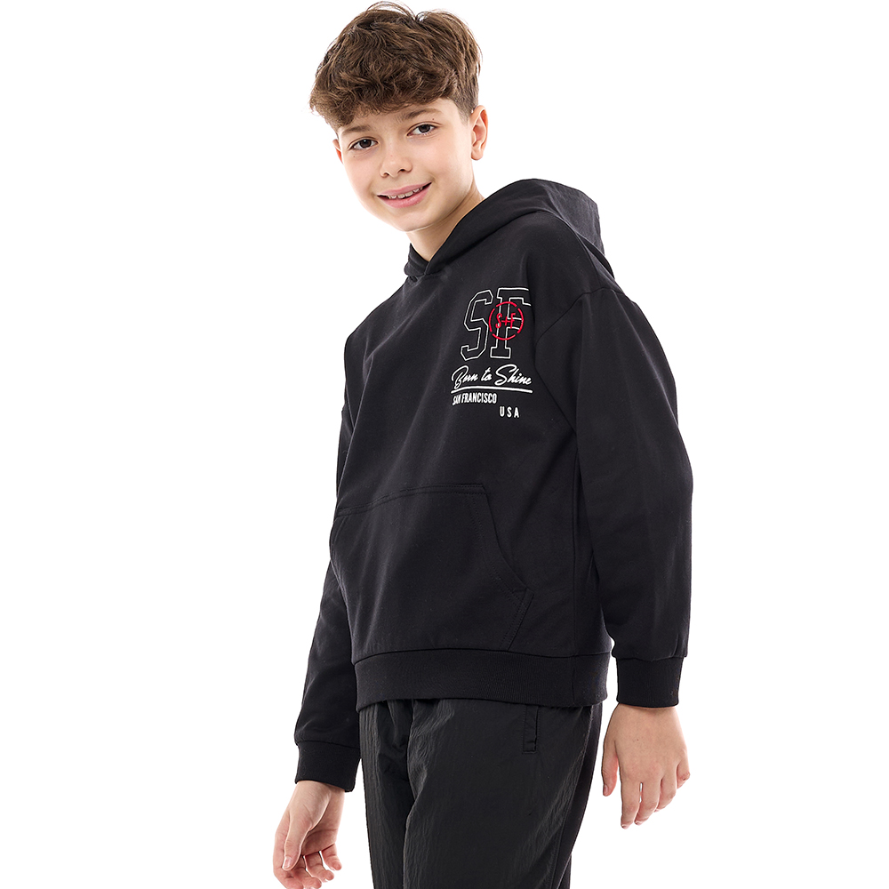 Victor and Jane - Boys' Hoodie Born To Shine - Black