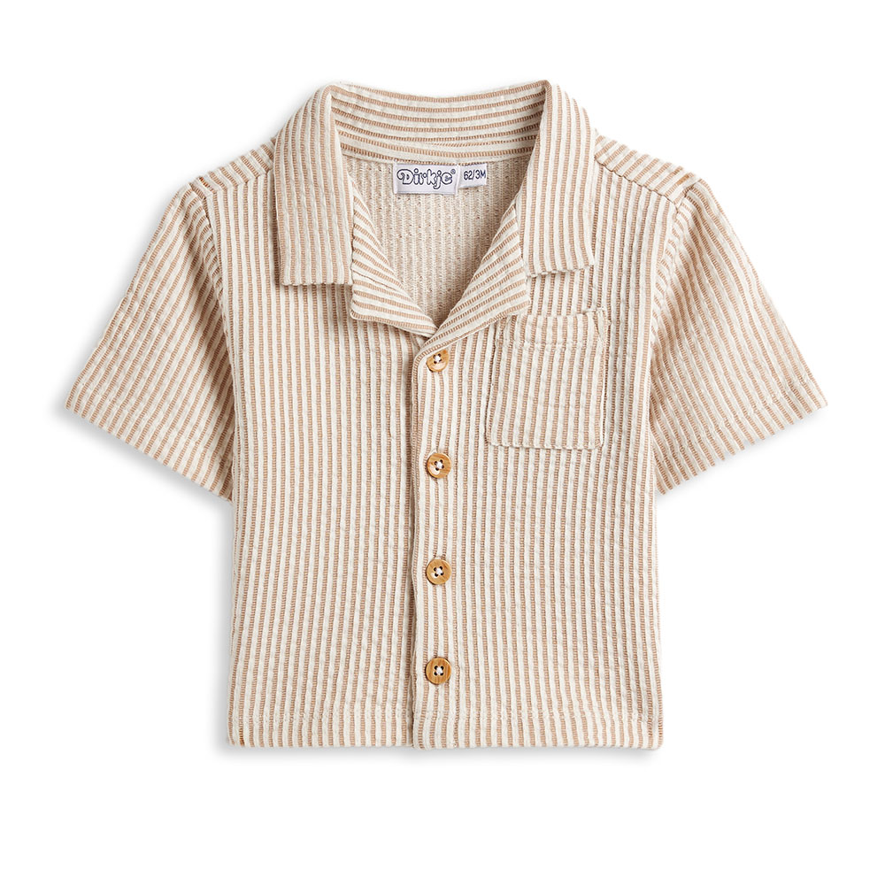 Dirkje - 2pc-Set - Boy's Striped Shirt & Shorts - Sand