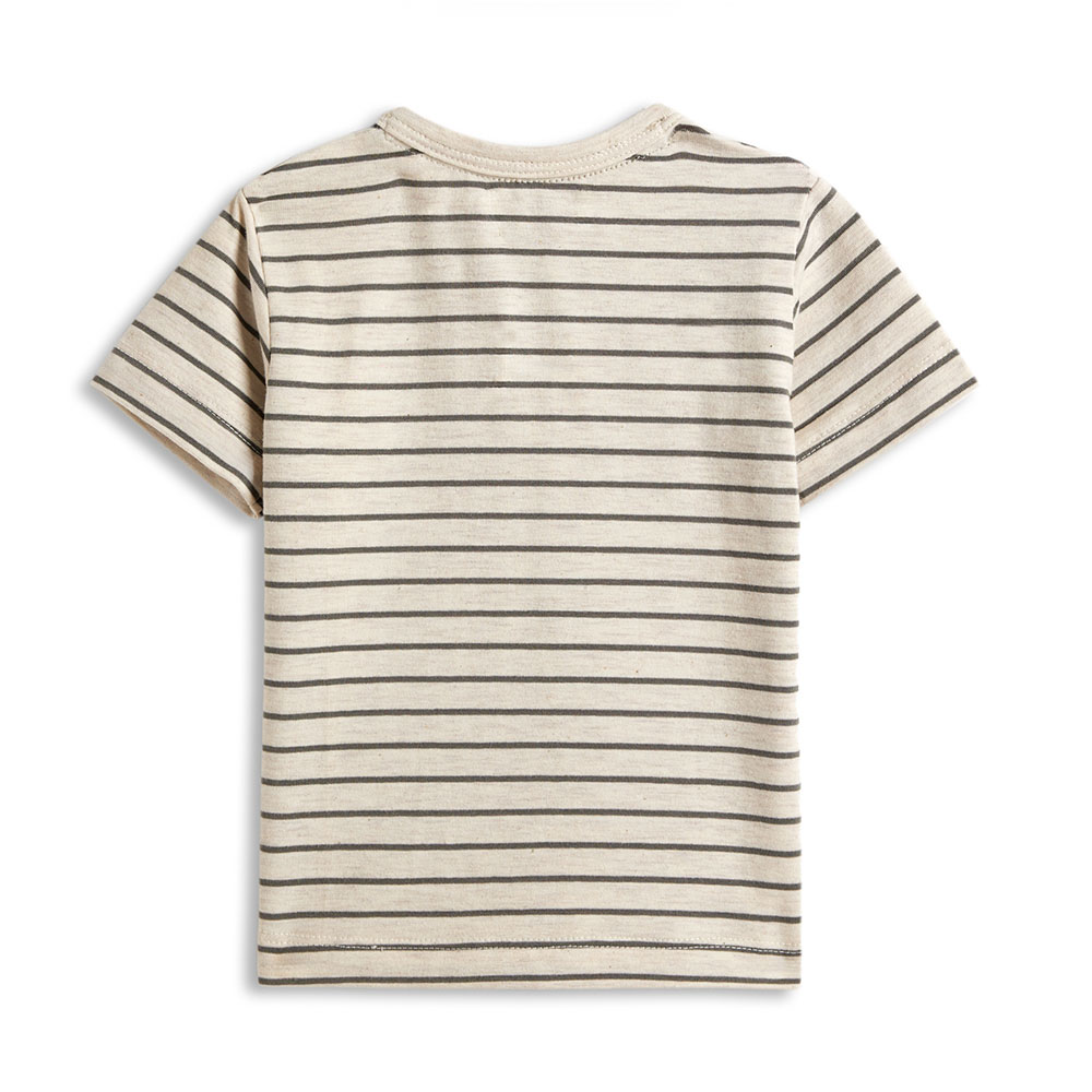 Dirkje - 2pc-Set - Boy's Stripes T-Shirt And Shorts - Lemon Yellow/Brown