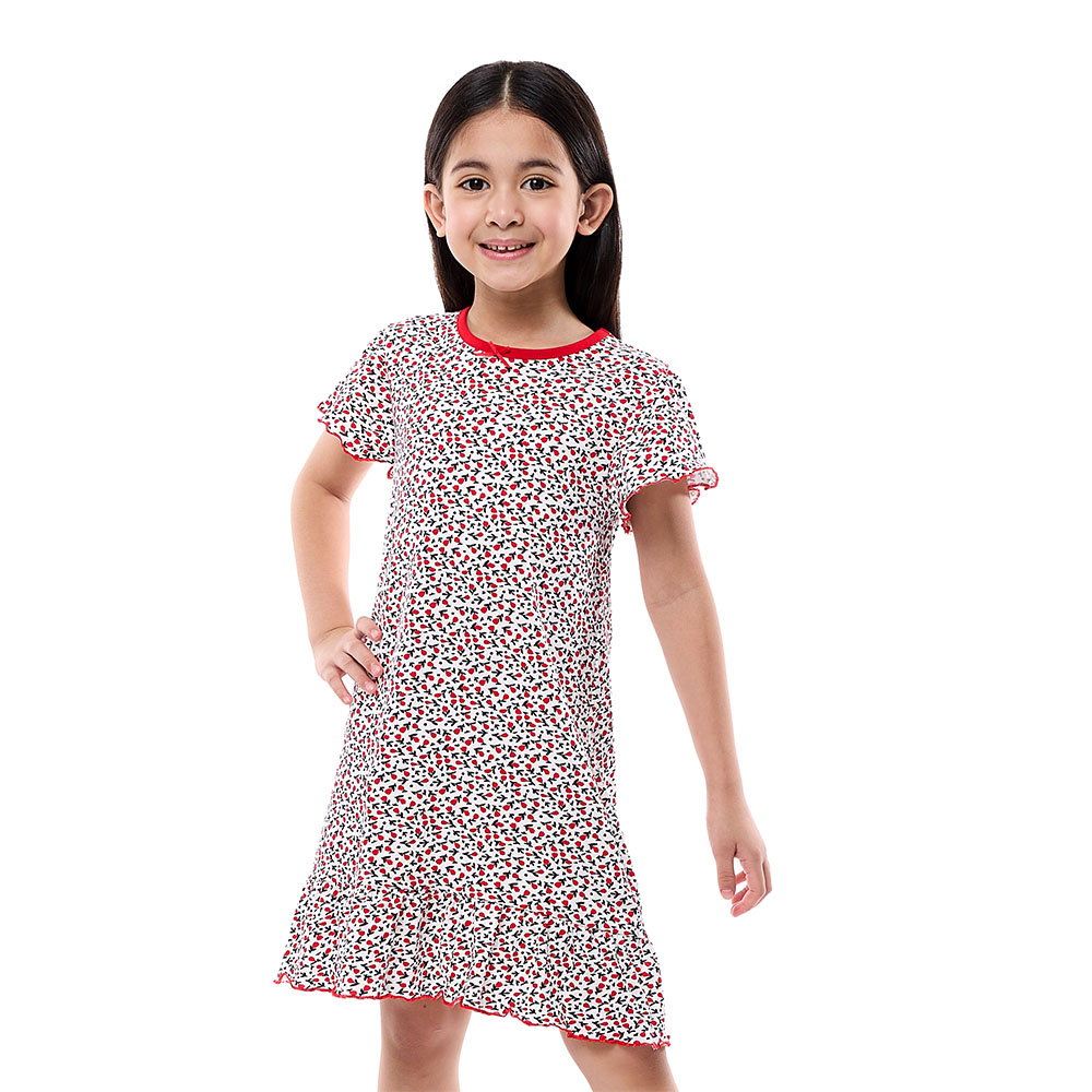Victor And Jane - Soft And Cozy Girls Sleep Dress - Red