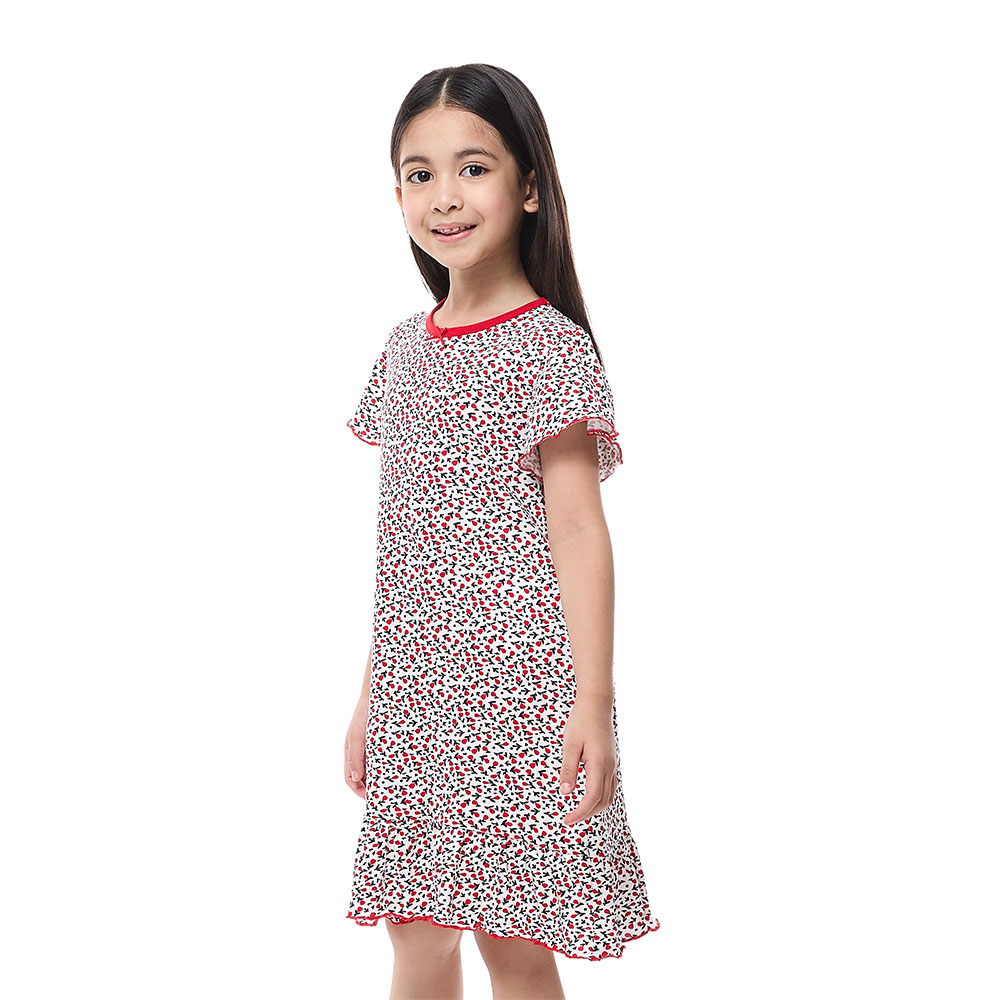 Victor And Jane - Soft And Cozy Girls Sleep Dress - Red