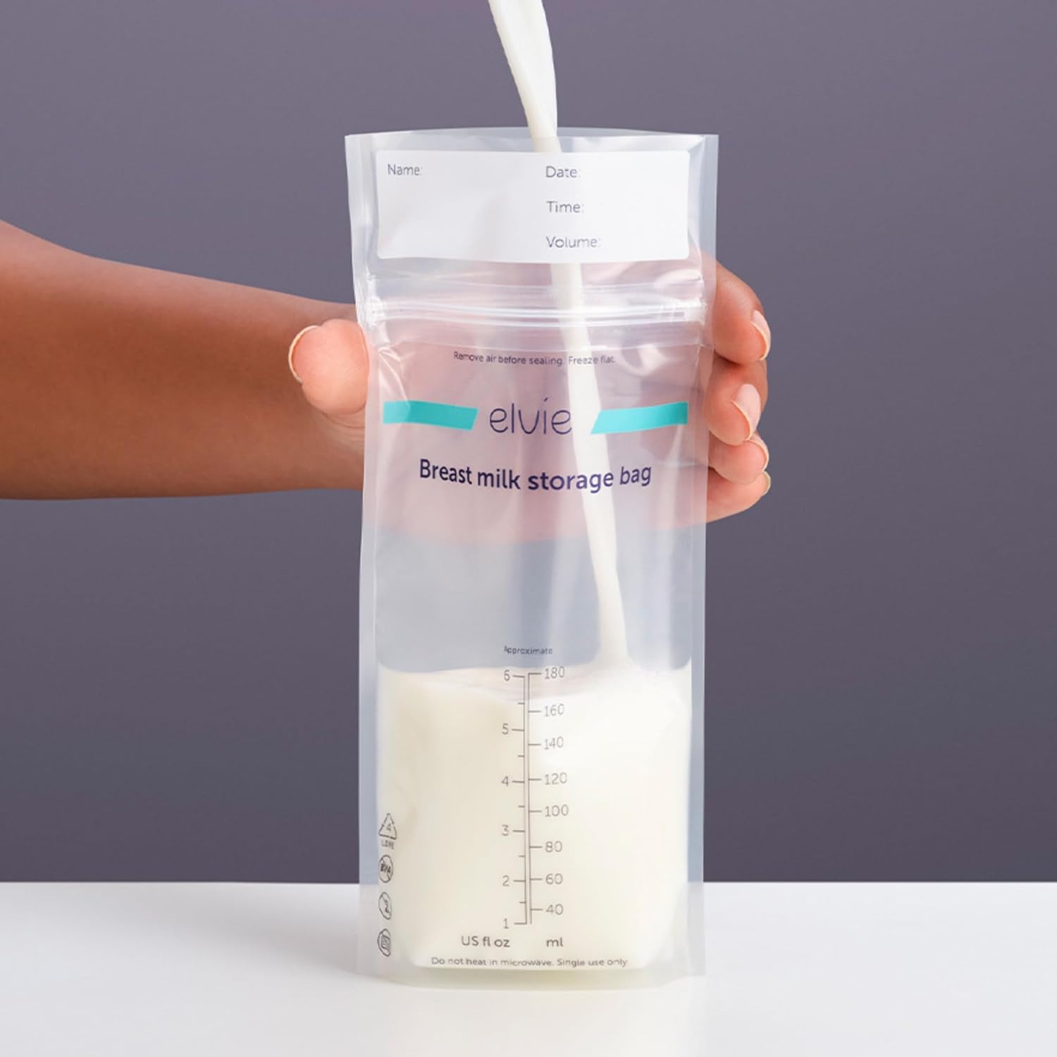 Elvie - Leak-Proof Breast Milk Storage Bags - Clear - 100 Pcs - 180 ml