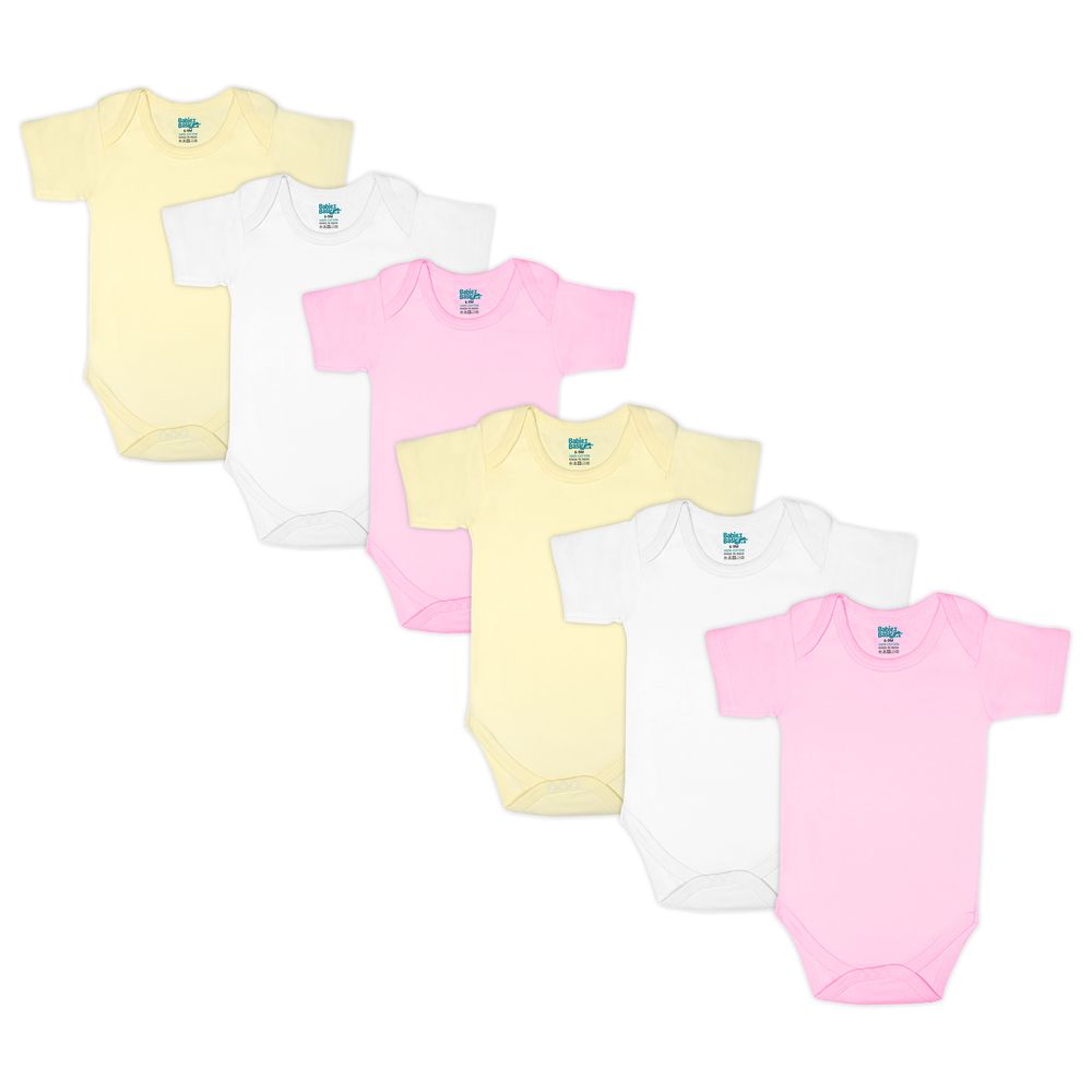 Babies Basic - 6pc-Set - 100% Cotton Girls Short Sleeves Bodysuit