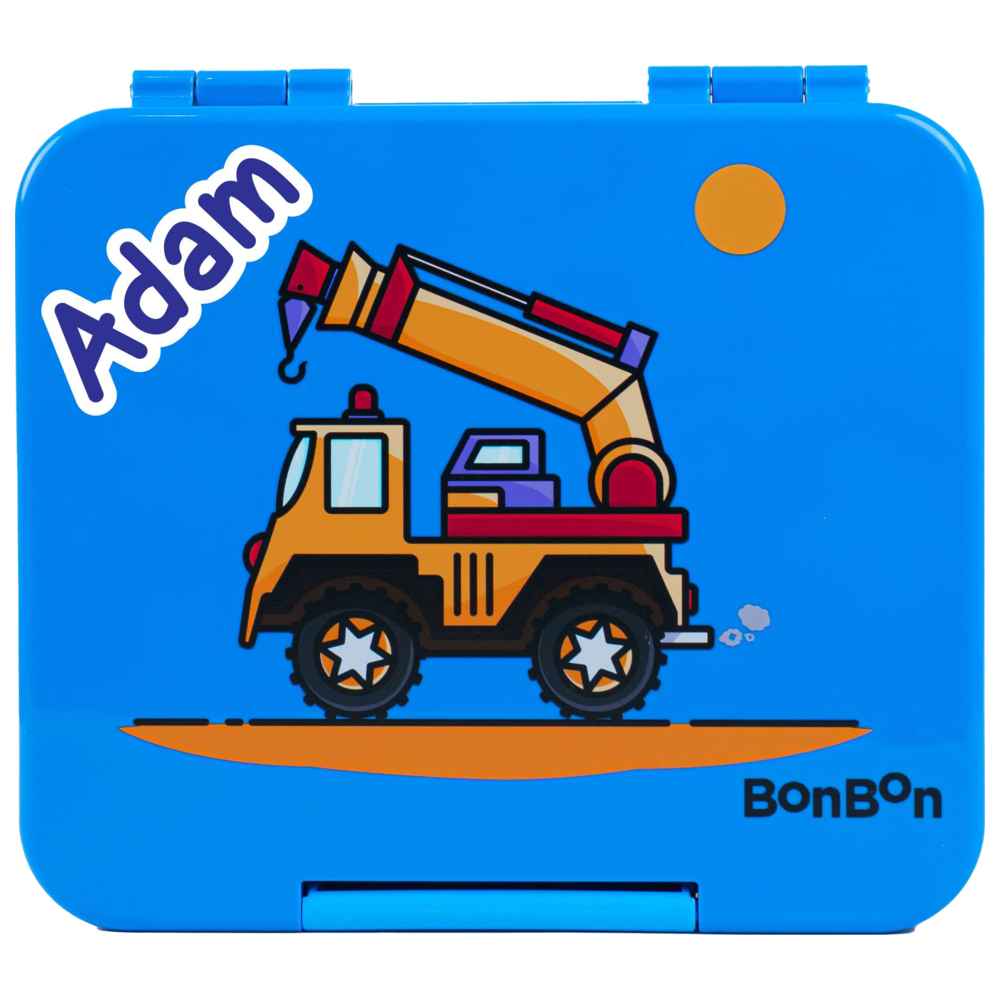 Bonbon - Personalized Elite Mini 4 Compartment Lunch Box - Crane Truck
