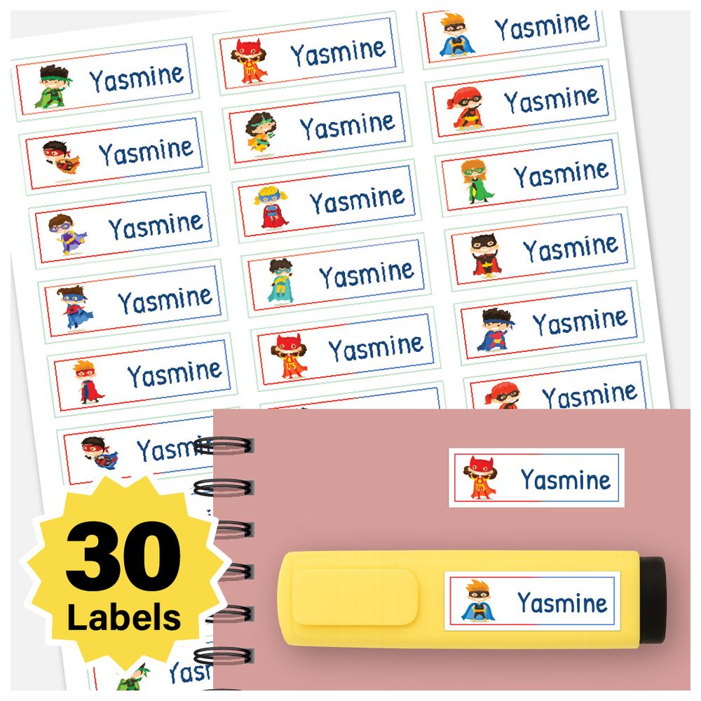 BonBon - Personalized Labels - Pack of 30 - Super Hero