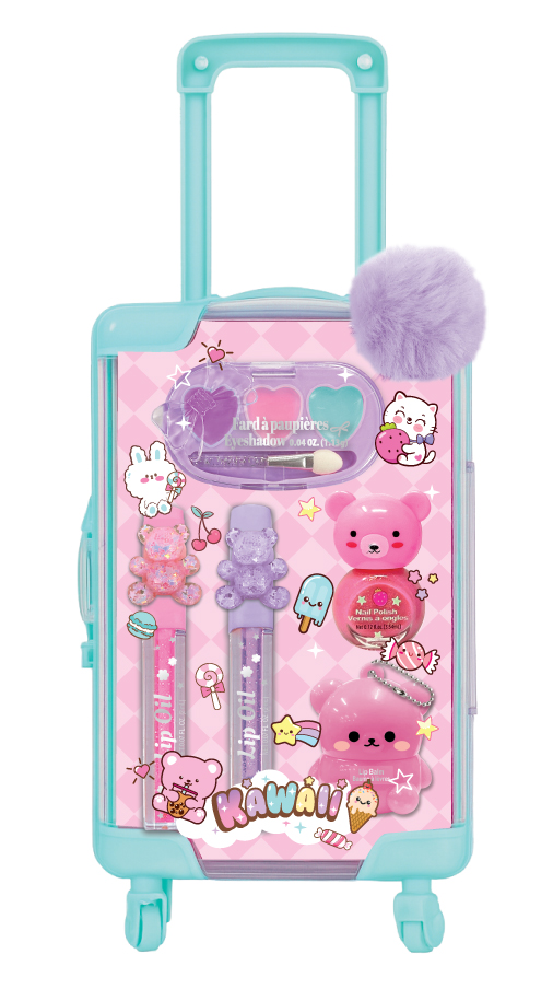 Hot Focus Mini Luggage Beauty Set - Teal - 6 Pcs