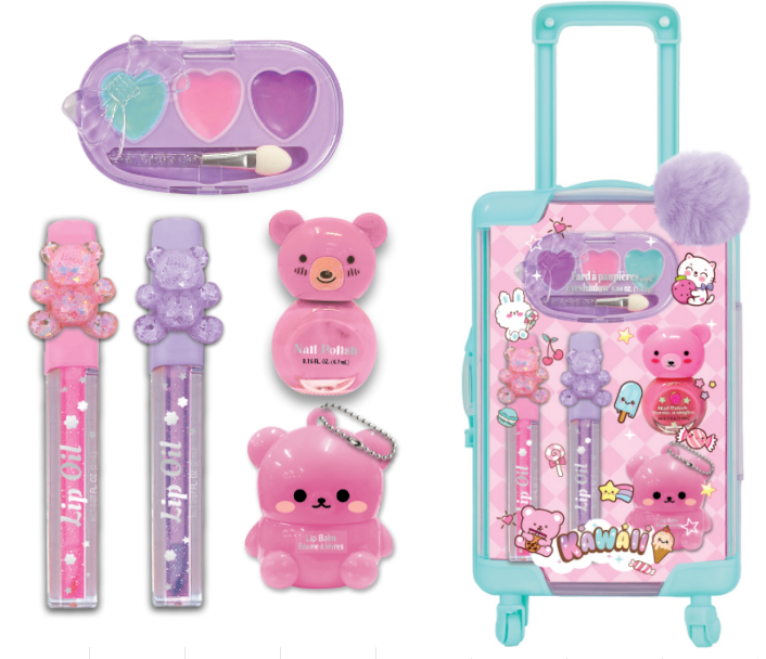 Hot Focus Mini Luggage Beauty Set - Teal - 6 Pcs