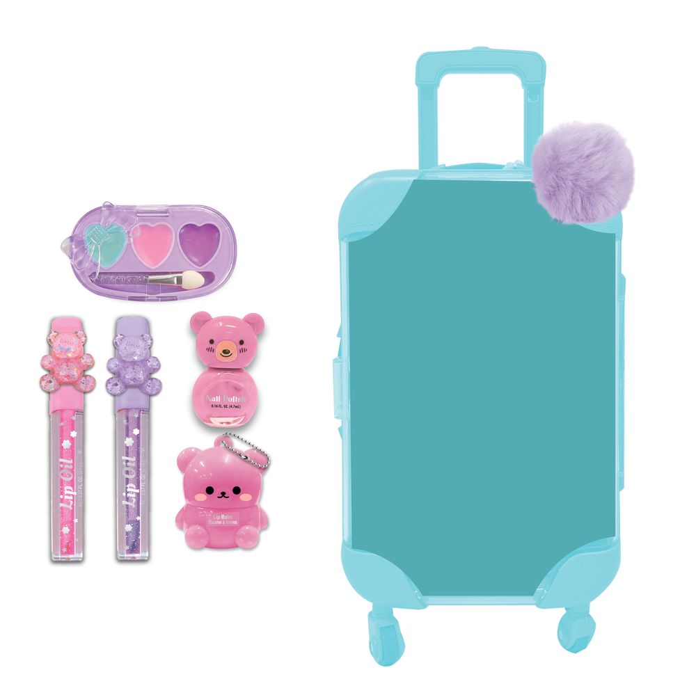 Hot Focus Mini Luggage Beauty Set - Teal - 6 Pcs