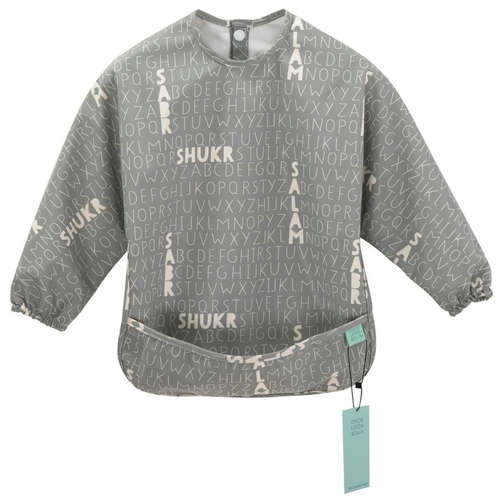 Once Upon A Dua - Long Sleeved Pocket Bib With Carry Pouch - Grey