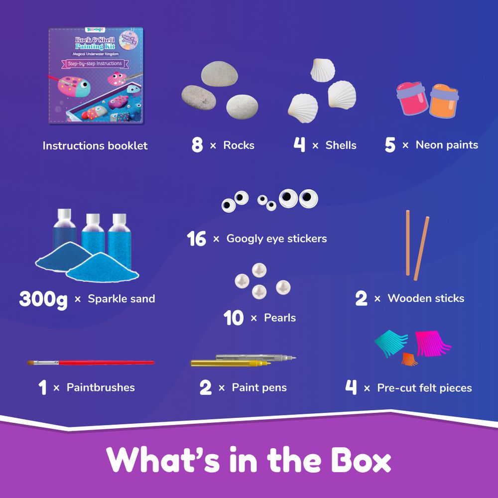 Bloomingo - Rock & Shell Painting Kit - Multicolor - 50 Plus Pcs