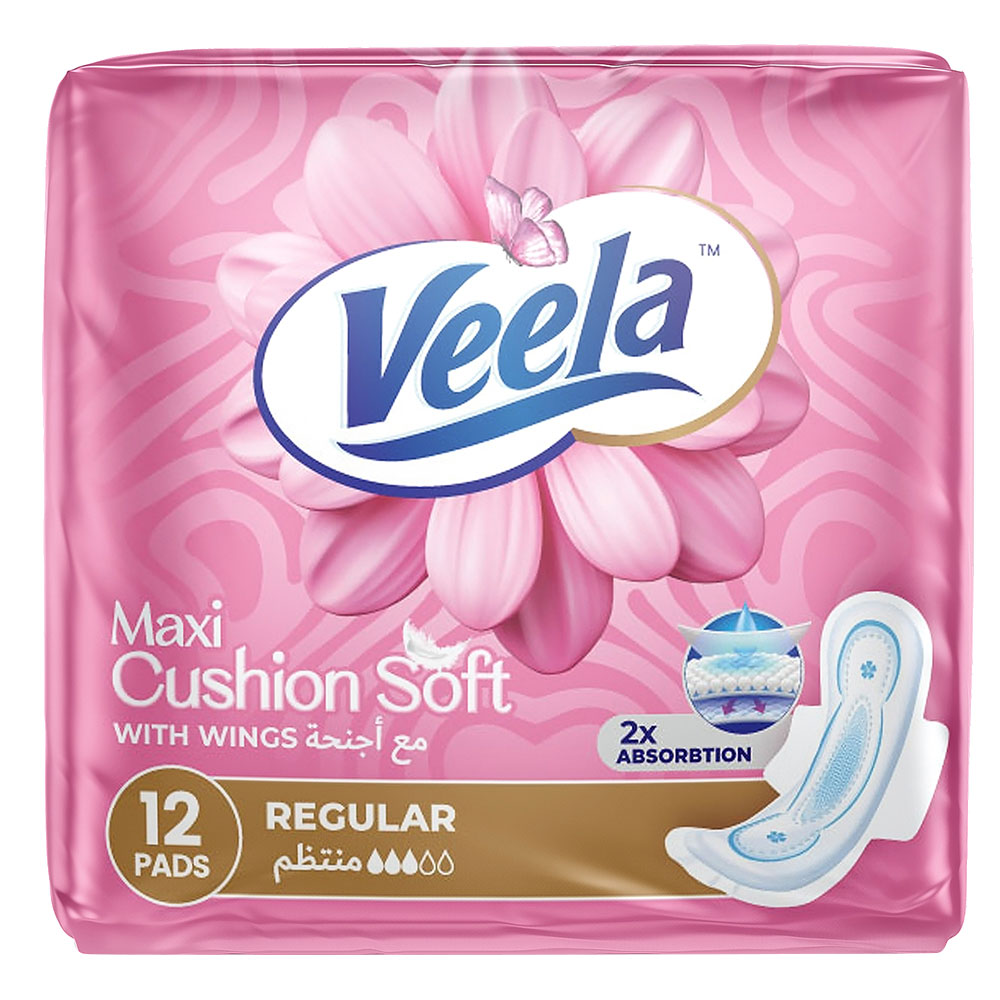 Veela Cushion Soft Maxi Pads With Wings - Regular - 12 Pads