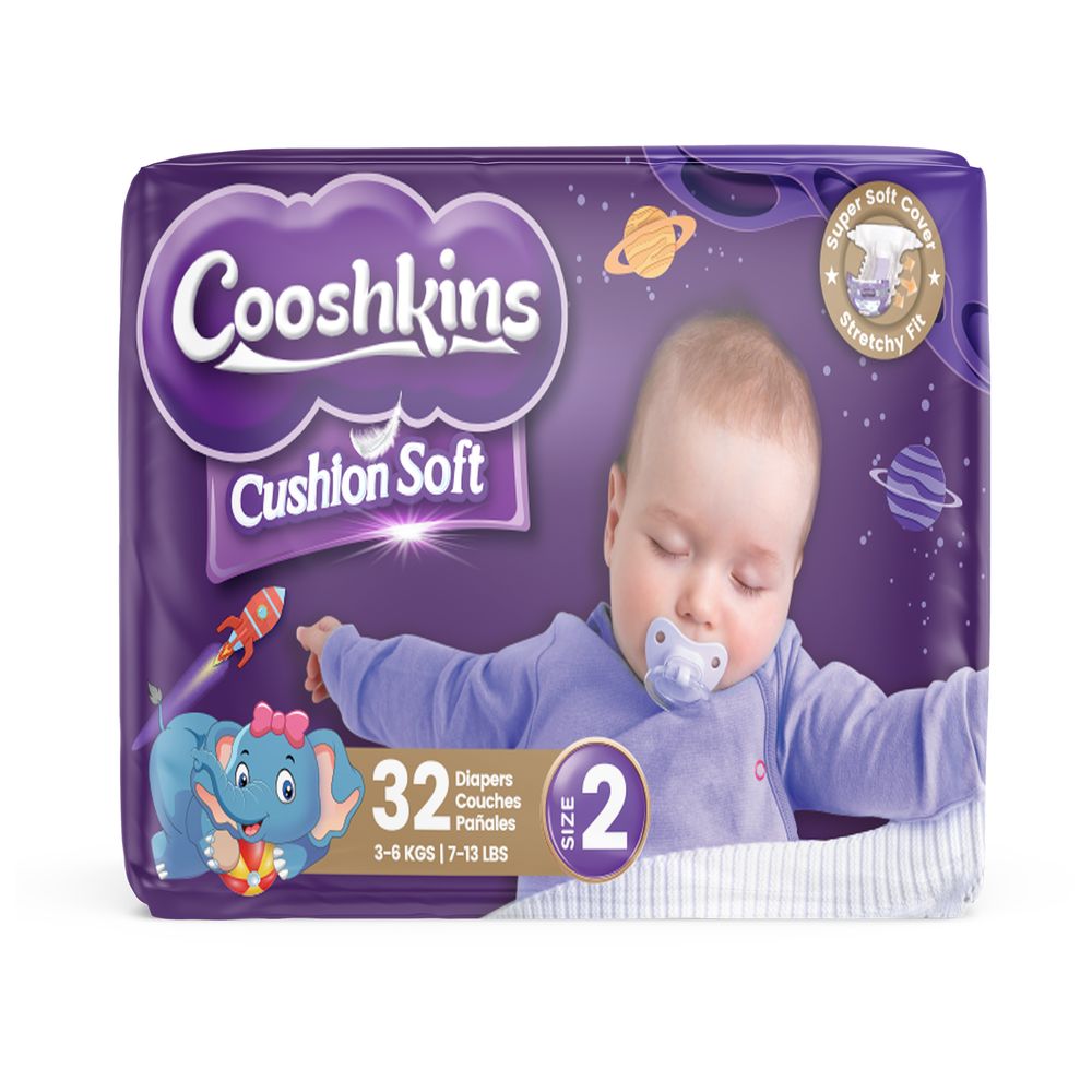 Cooshkins Cushion Soft Baby Diapers - Size 2 - 3-6 kg - 32 Diapers