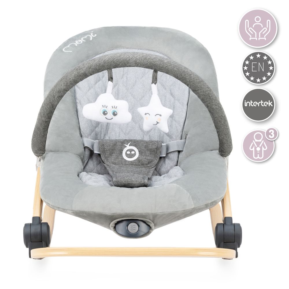 Momi - Lumiwood Ergonomic Baby Rocker Bouncer - Grey