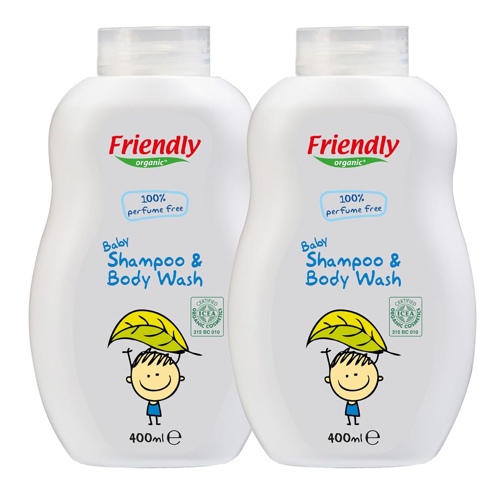 Friendly Organic - 2-In-1 Baby Shampoo And Body Foaming Wash - 400ml - 2 Pcs