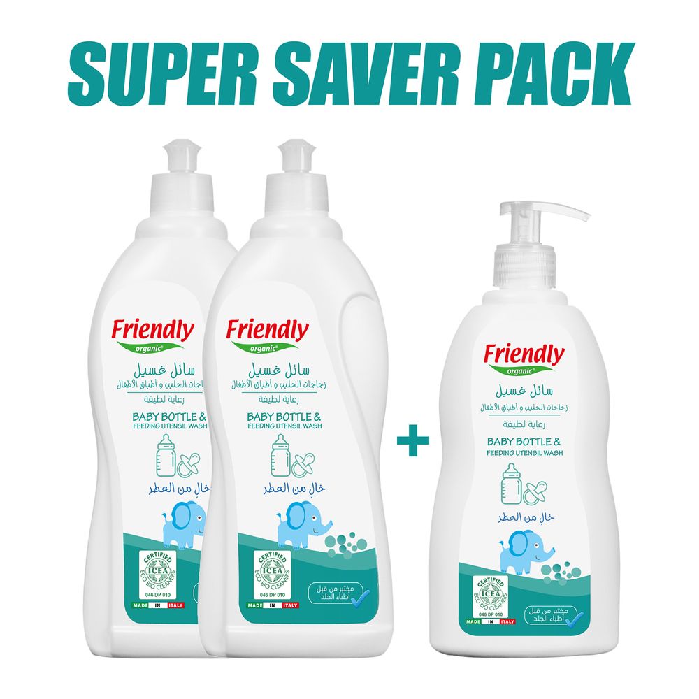 Friendly Organic - Baby Bottle And Feeding Utensil Cleanser - Pack of 3 - 2000 ml