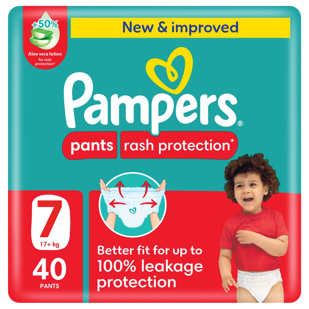 Pampers Rash Protection Diapers Pants With Aloe Vera - Size 7 - 20+kg - 40 Pcs