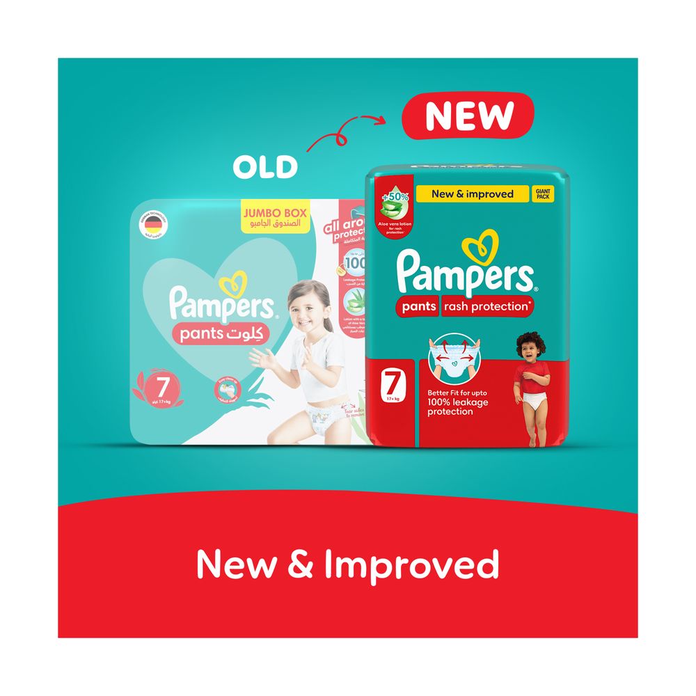 Pampers Rash Protection Diapers Pants With Aloe Vera - Size 7 - 20+kg - 40 Pcs