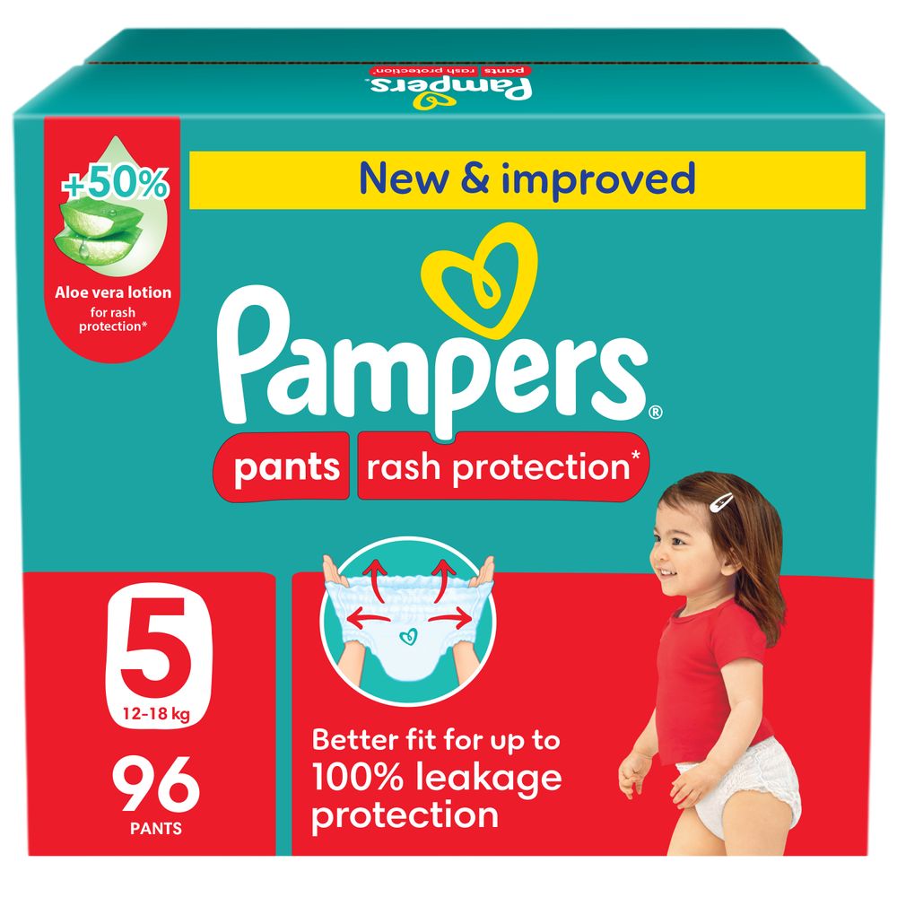 Pampers Rash Protection Diapers Pants With Aloe Vera - Size5 - 12-18kg - 96 Pcs