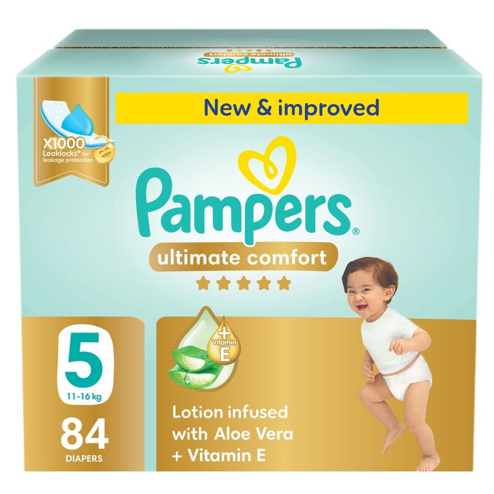 Pampers Ultimate Comfort Taped Diapers - Size 5 - 11-16 kg - 84 Pcs