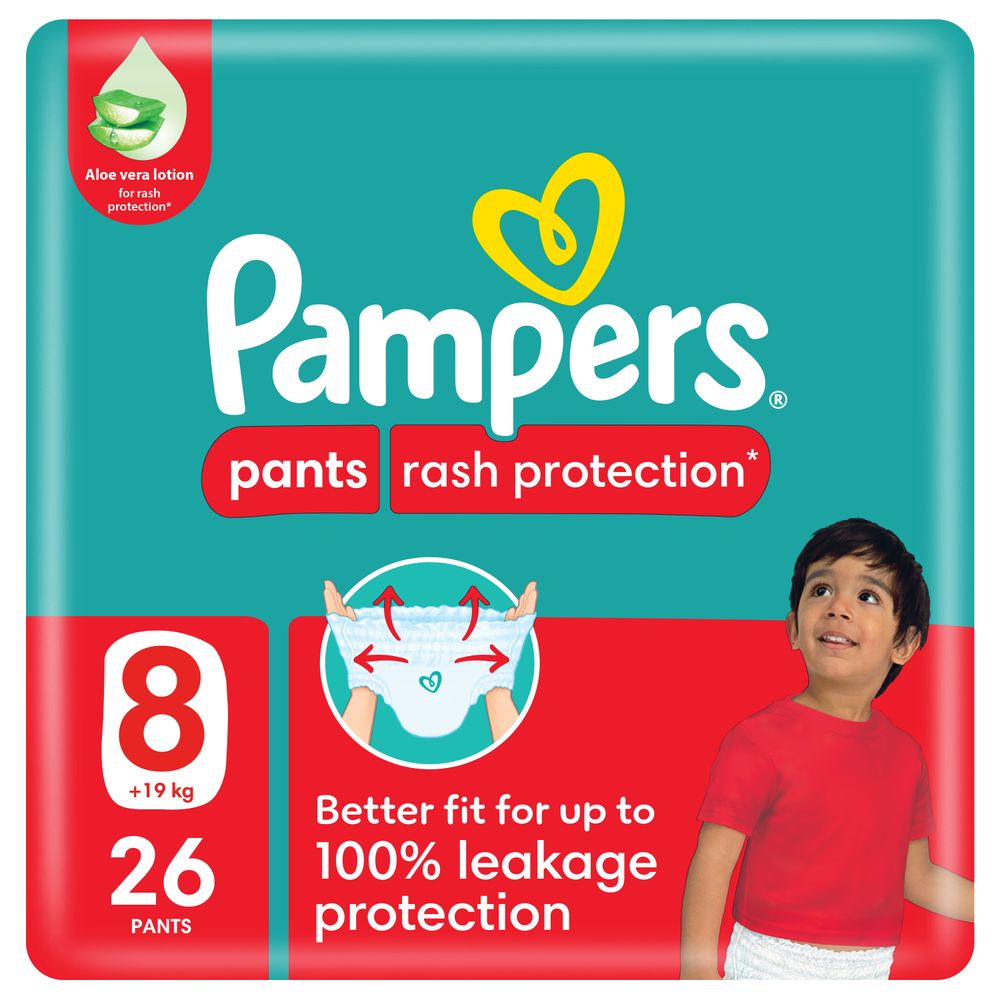 Pampers - Rash Protection Diaper Pants - Size 8 - 19+kg - 26 Diapers