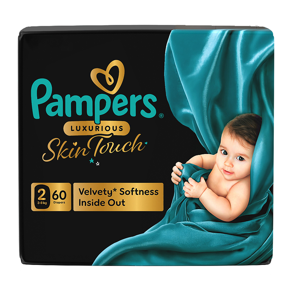 Pampers - Luxurious Skin Touch Premium Diapers - Size 2 - 3-8 kg - 60 Pcs