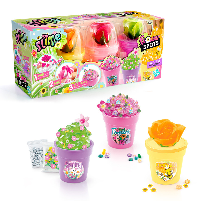 Canal Toys - Slime Flower Pot - Style & Color May Vary - 3 Pcs
