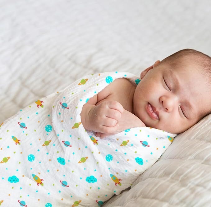 Tummy - Baby Essential Swaddle - Whale/Planet - Pack Of 2