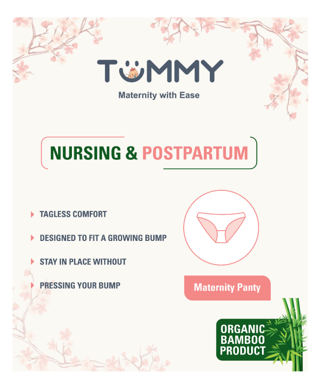 Tummy - Bamboo Cotton High Waist Maternity Panty - Pink