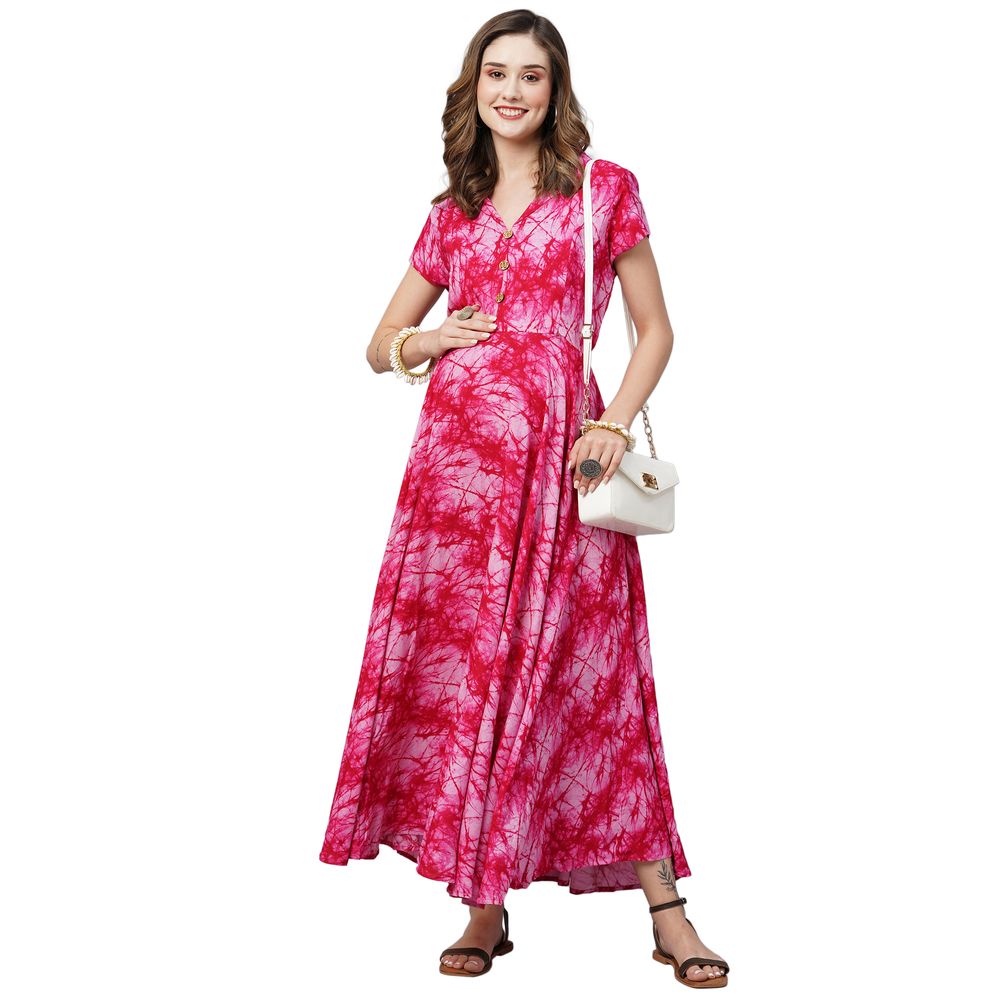 TUMMY - Women's Rayon Maternity & Nursing Dress - Pink