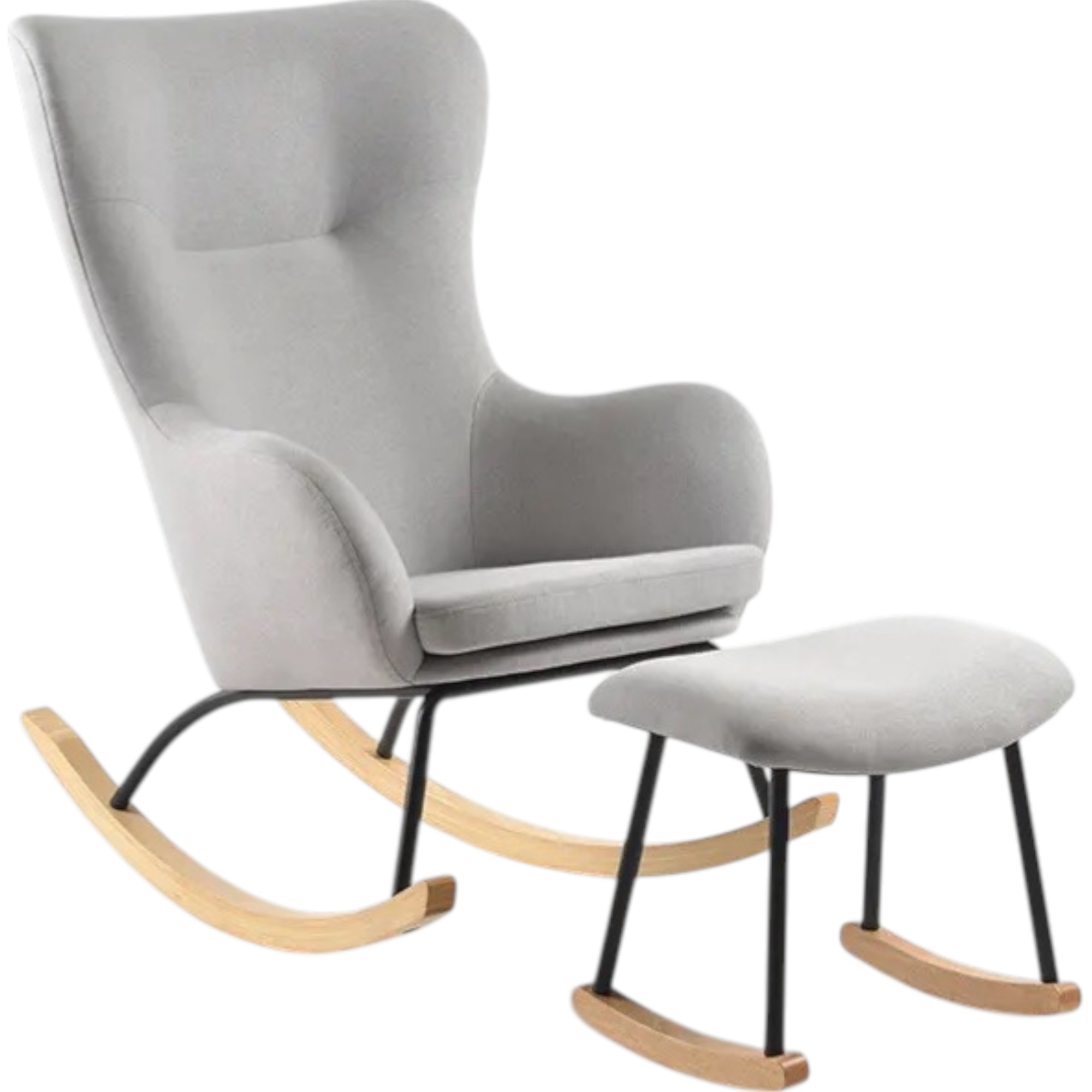 MIILA - Comfortable Nursing Rocking Chair With Footrest - Light Grey