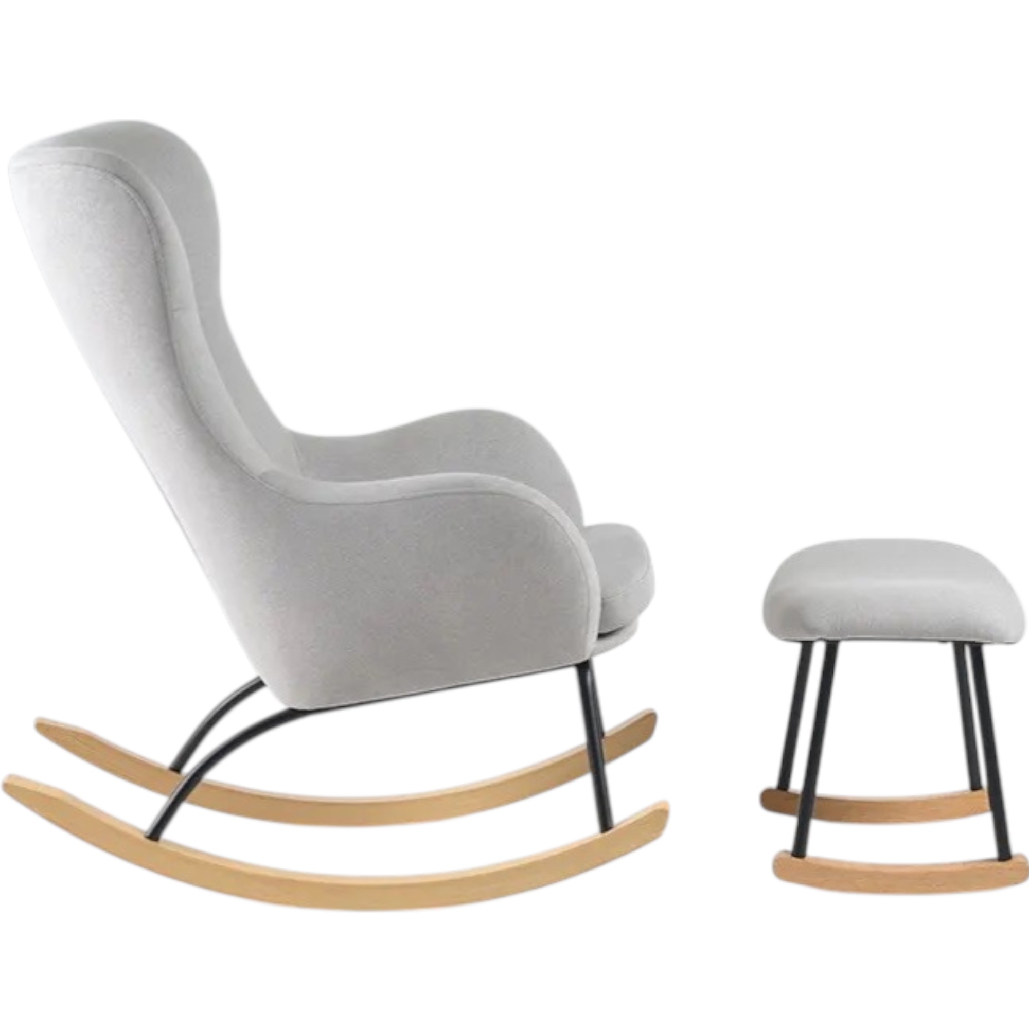 MIILA - Comfortable Nursing Rocking Chair With Footrest - Light Grey