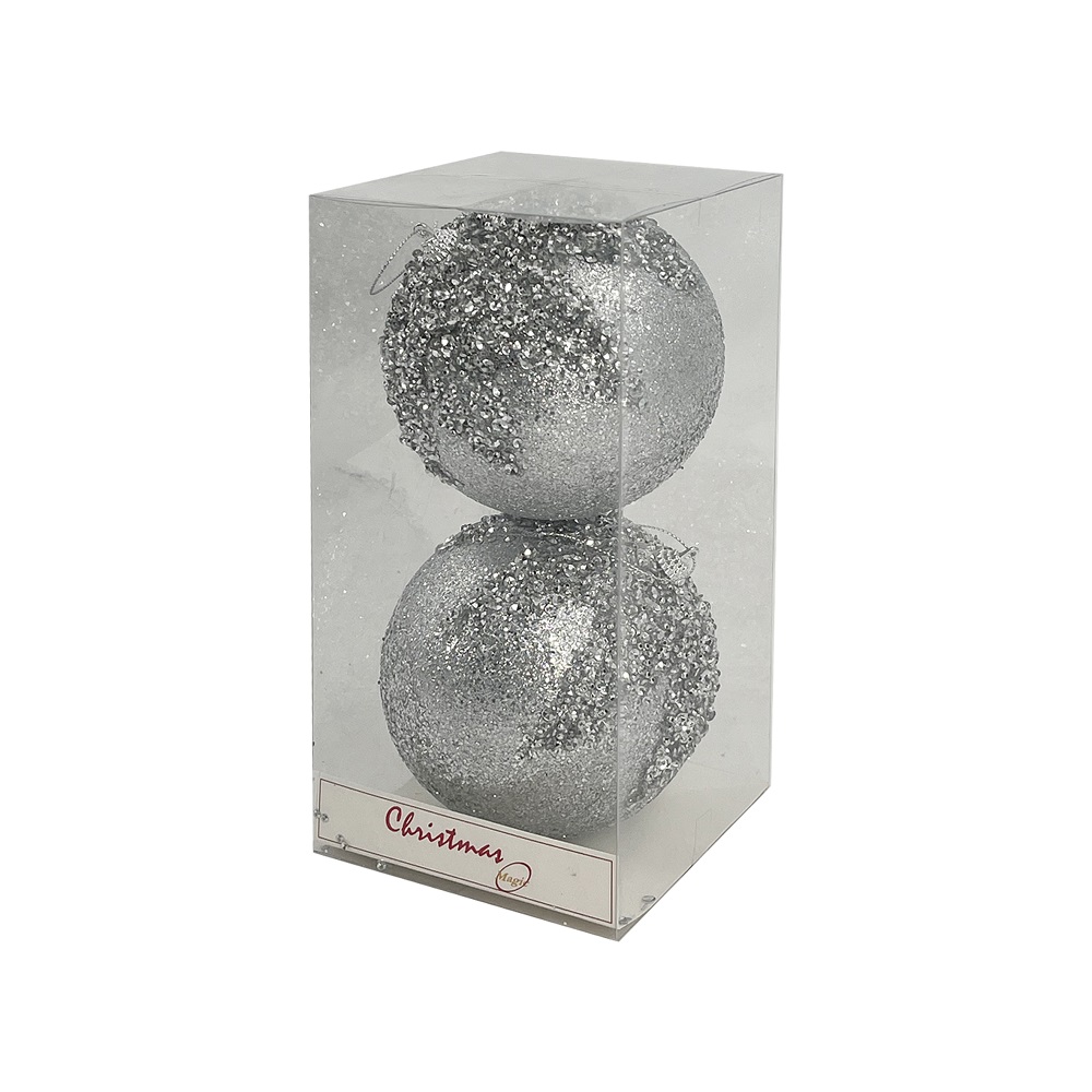 Christmas Magic - Christmas Designer Baubles - Silver - 12 cm - 2 Pcs