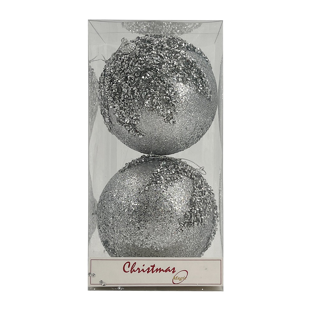 Christmas Magic - Christmas Designer Baubles - Silver - 12 cm - 2 Pcs