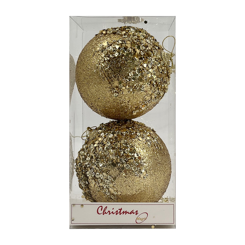 Christmas Magic - Christmas Designer Baubles - Gold - 12 cm - 2 Pcs