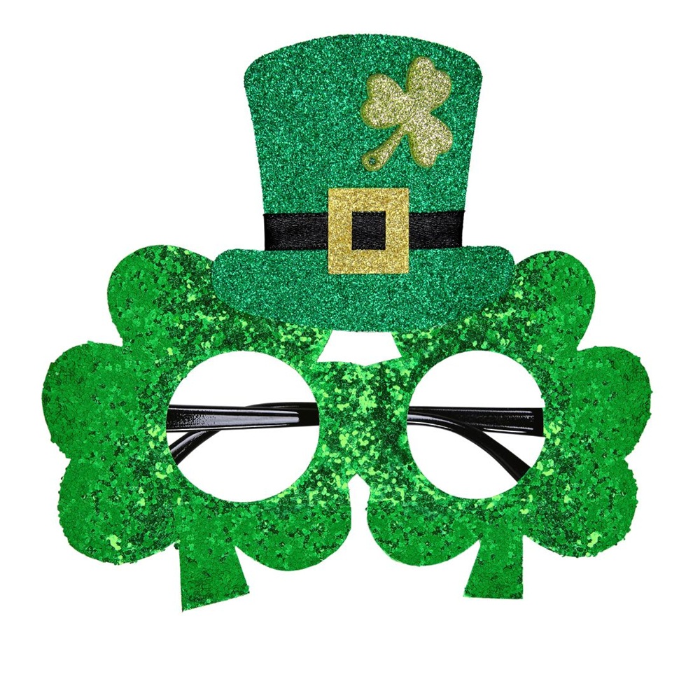 Widmann - St. Patrick's Day Glitter Shamrock Glasses With Mini Top Hat