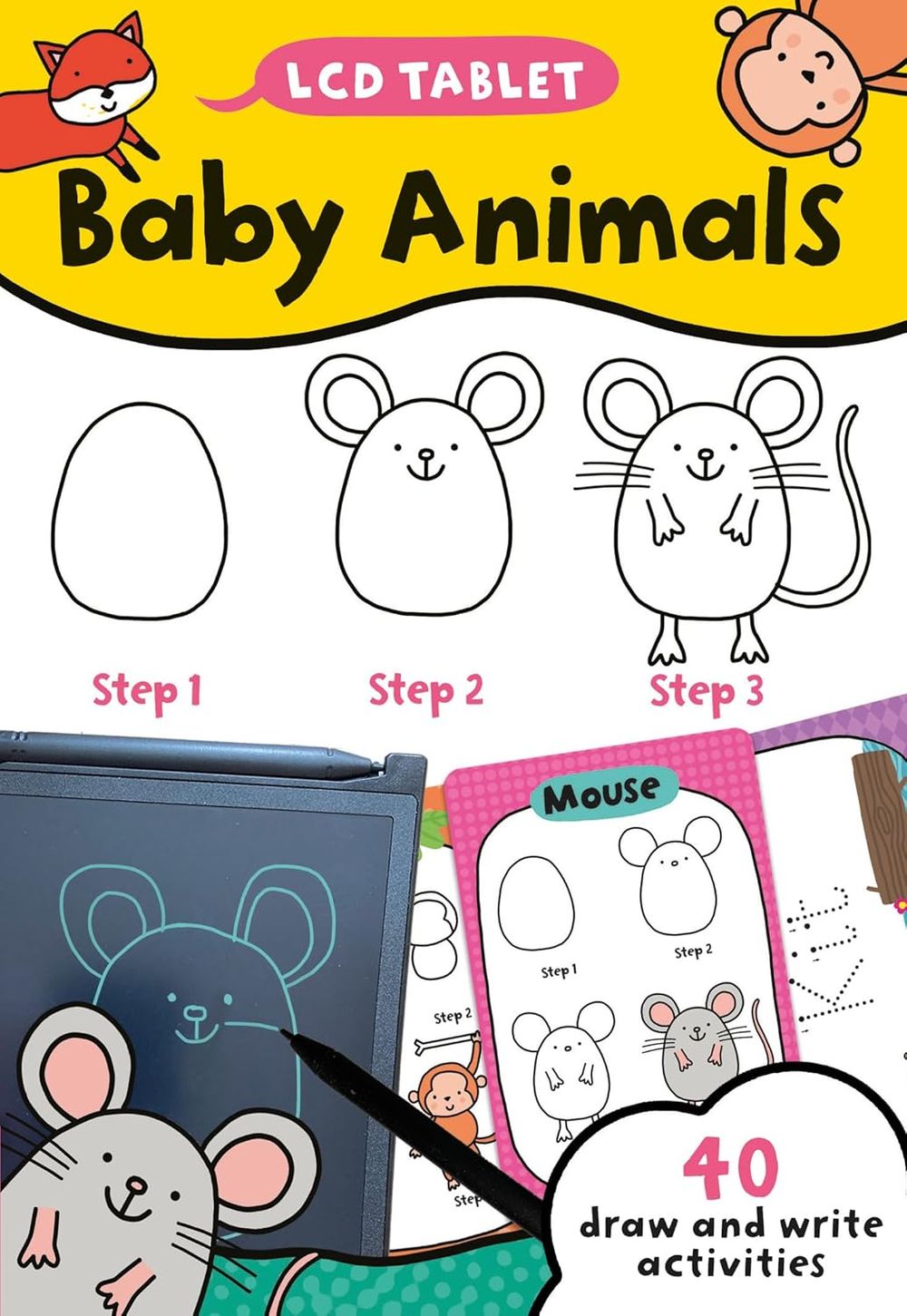 40 Draw & Write Activities LCD Tablet And Flashcards - Baby Animals